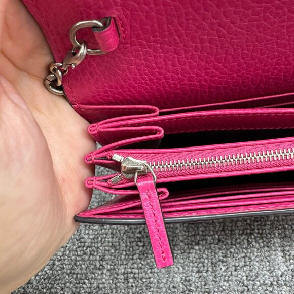 GUCCI GG Marmont Chain Wallet Pink Leather Shoulder Bag 699-070825 - Picture 8 of 15